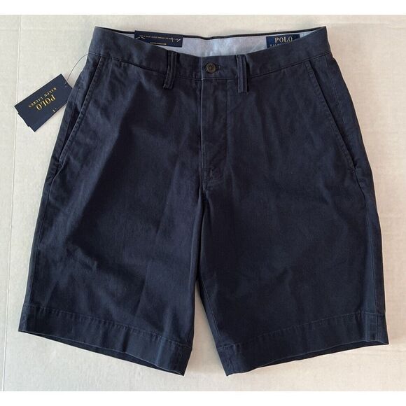 POLO RALPH LAUREN Core Replen Shorts Men Sz 28 Inseam 9” Relaxed Ink Blue Chino - Picture 1 of 9
